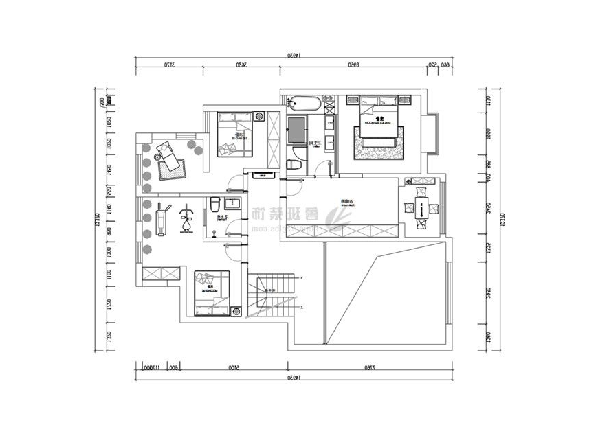 融创天朗融公馆,新中式风格,二层户型图